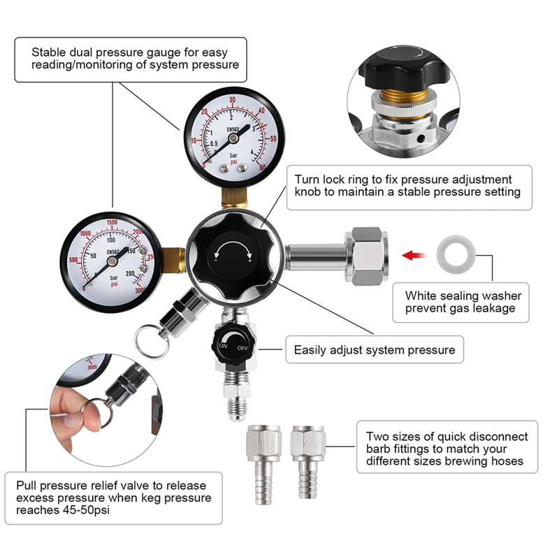 CGA-320 Keg Regulator,Dual Sta - огляд і ціна Co2 Regulator Dual Stage