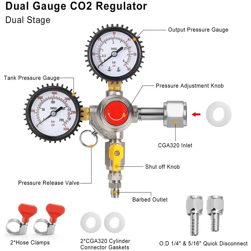 CO2 Regulator Draft Beer Regul - огляд і ціна Co2 Regulator Dual Stage